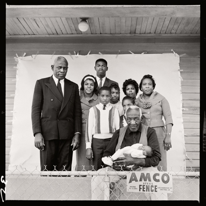 William Casby, one of the last living Americans born into slavery, surrounded by several generations of his family, Algiers, Louisiana, March 24, 1963