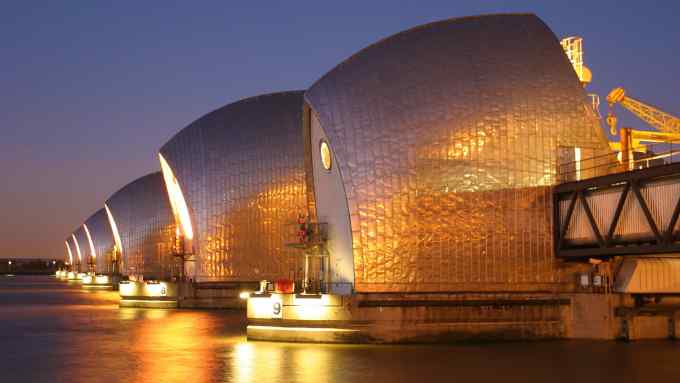 The Thames Barrier at night